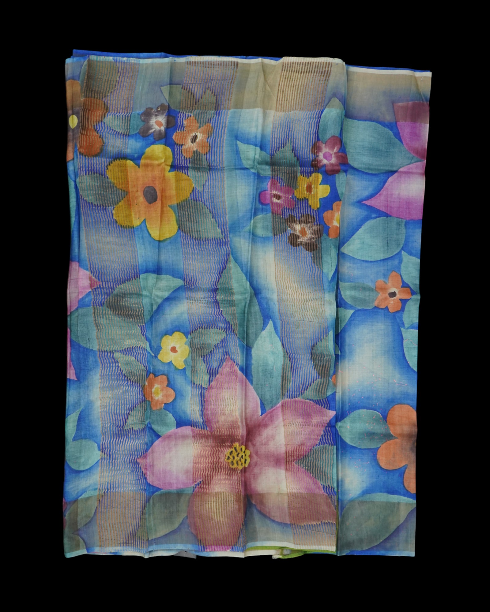 Royal Blue Tussar Silk Saree