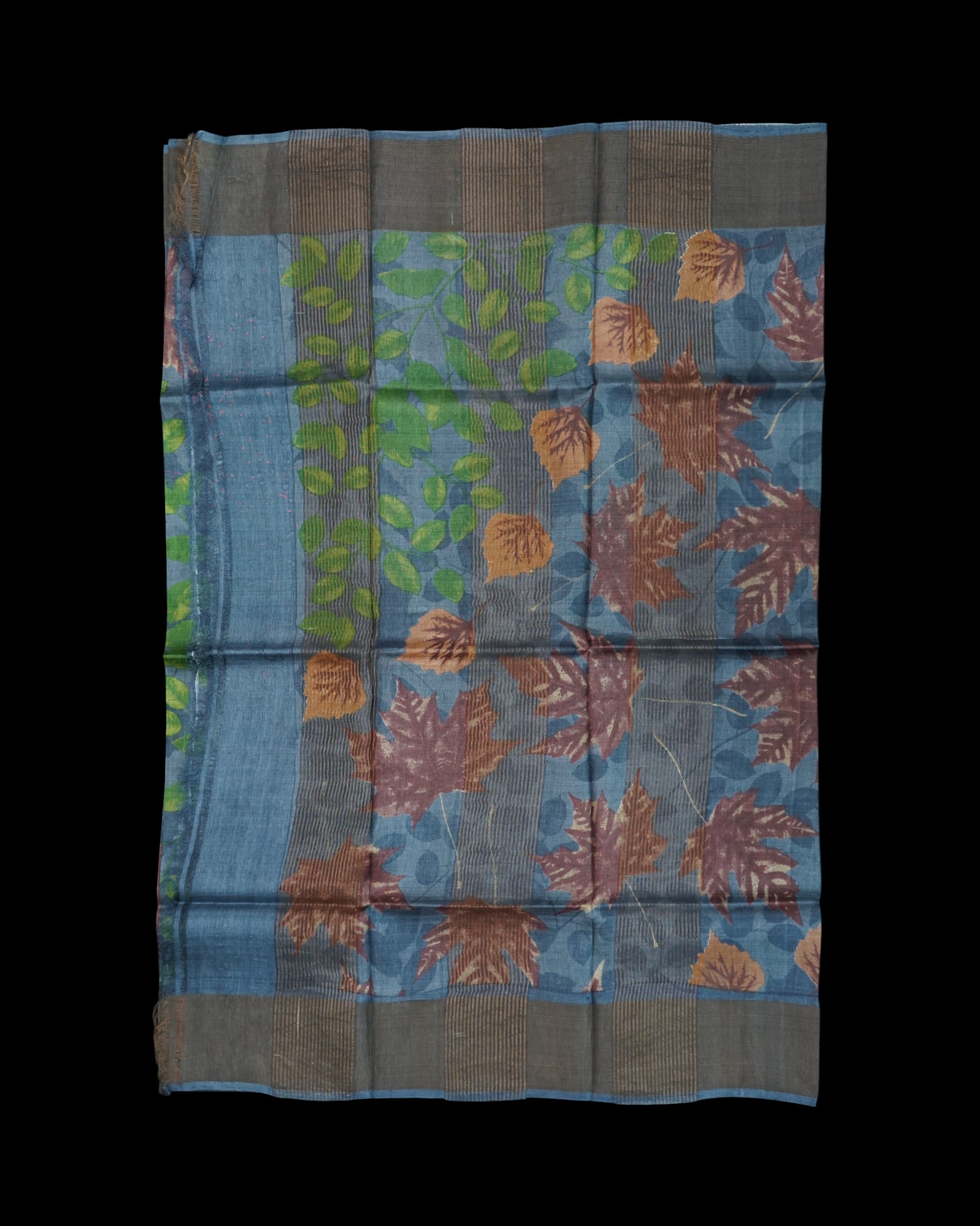 Blue Gray Mangalgiri Silk Floral Saree