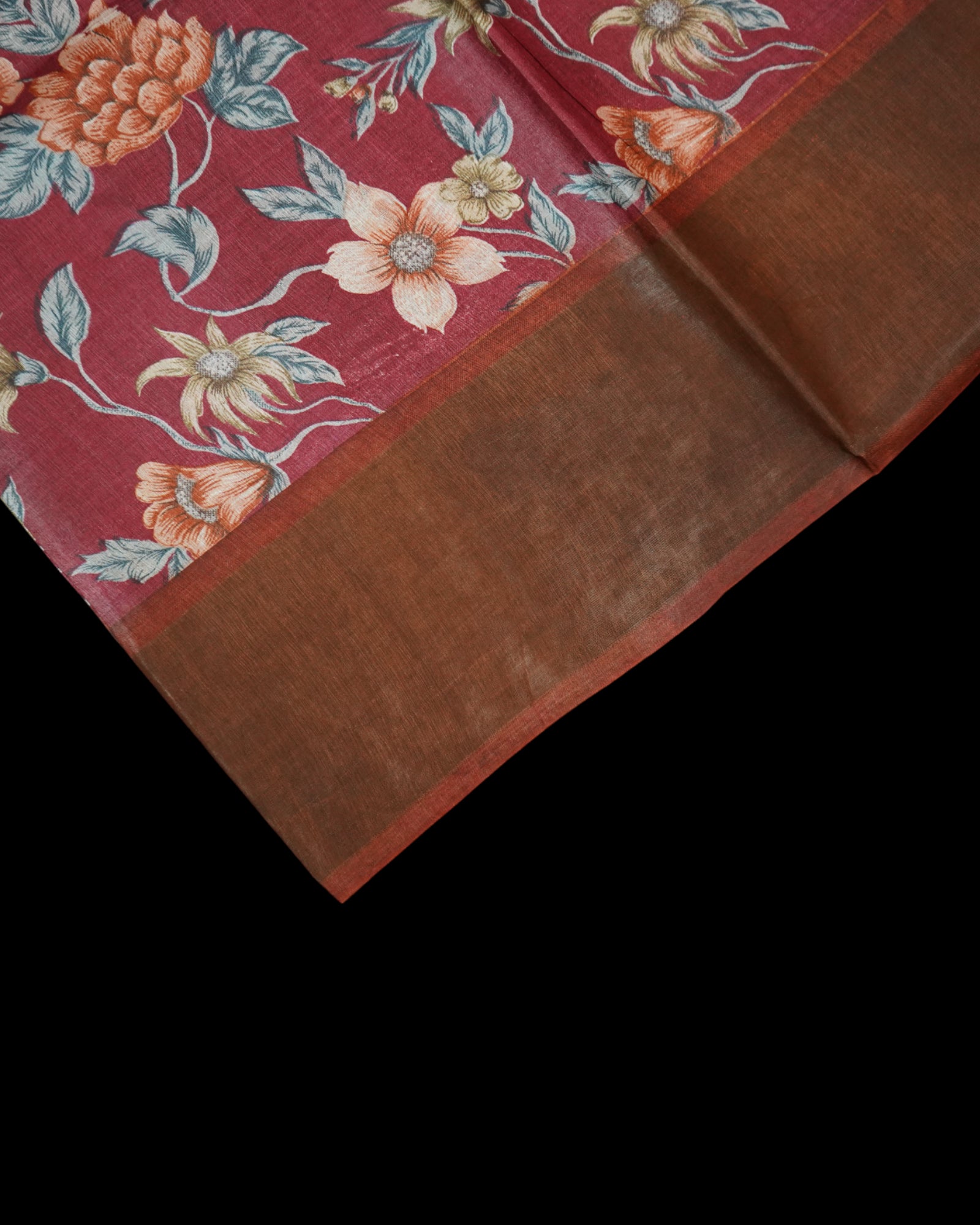 Floral Print Mangalgiri Tussar Silk Saree