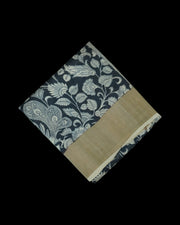 Black Tussar Mangalgiri Silk Saree