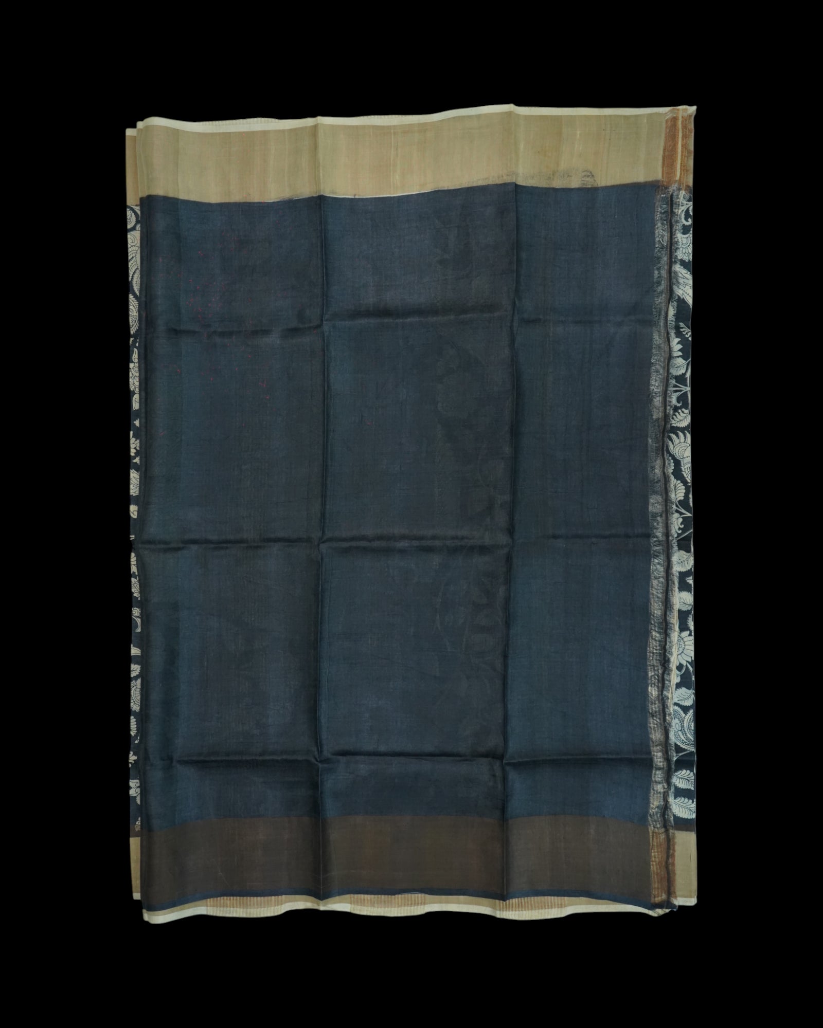 Black Tussar Mangalgiri Silk Saree