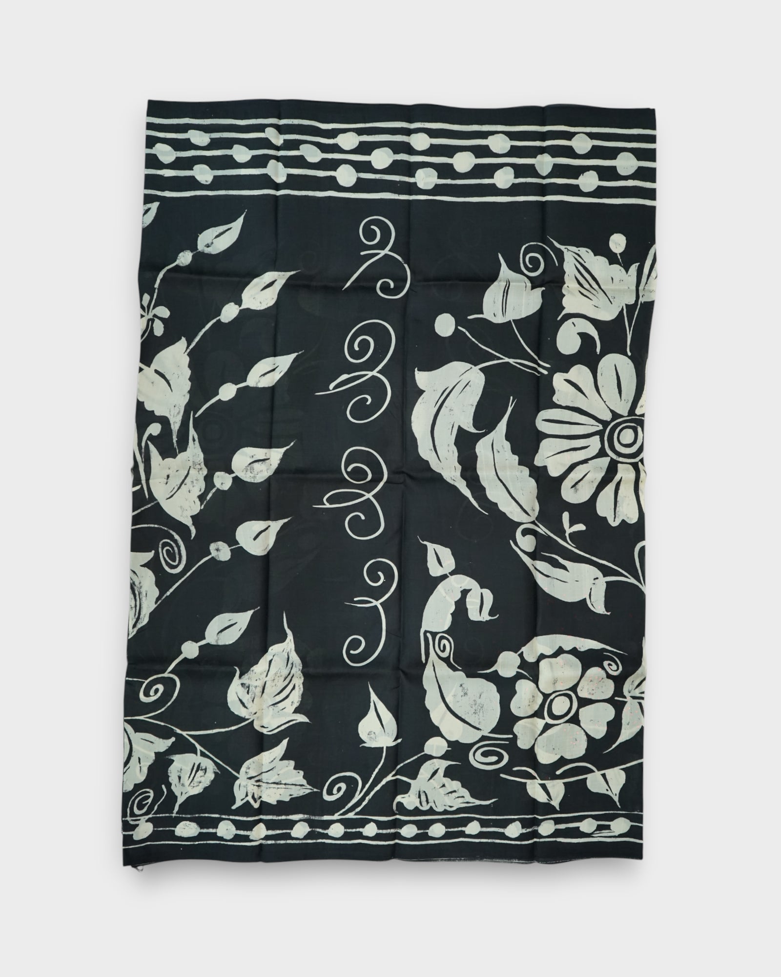Black Tussar Silk Mangalgiri Floral Saree