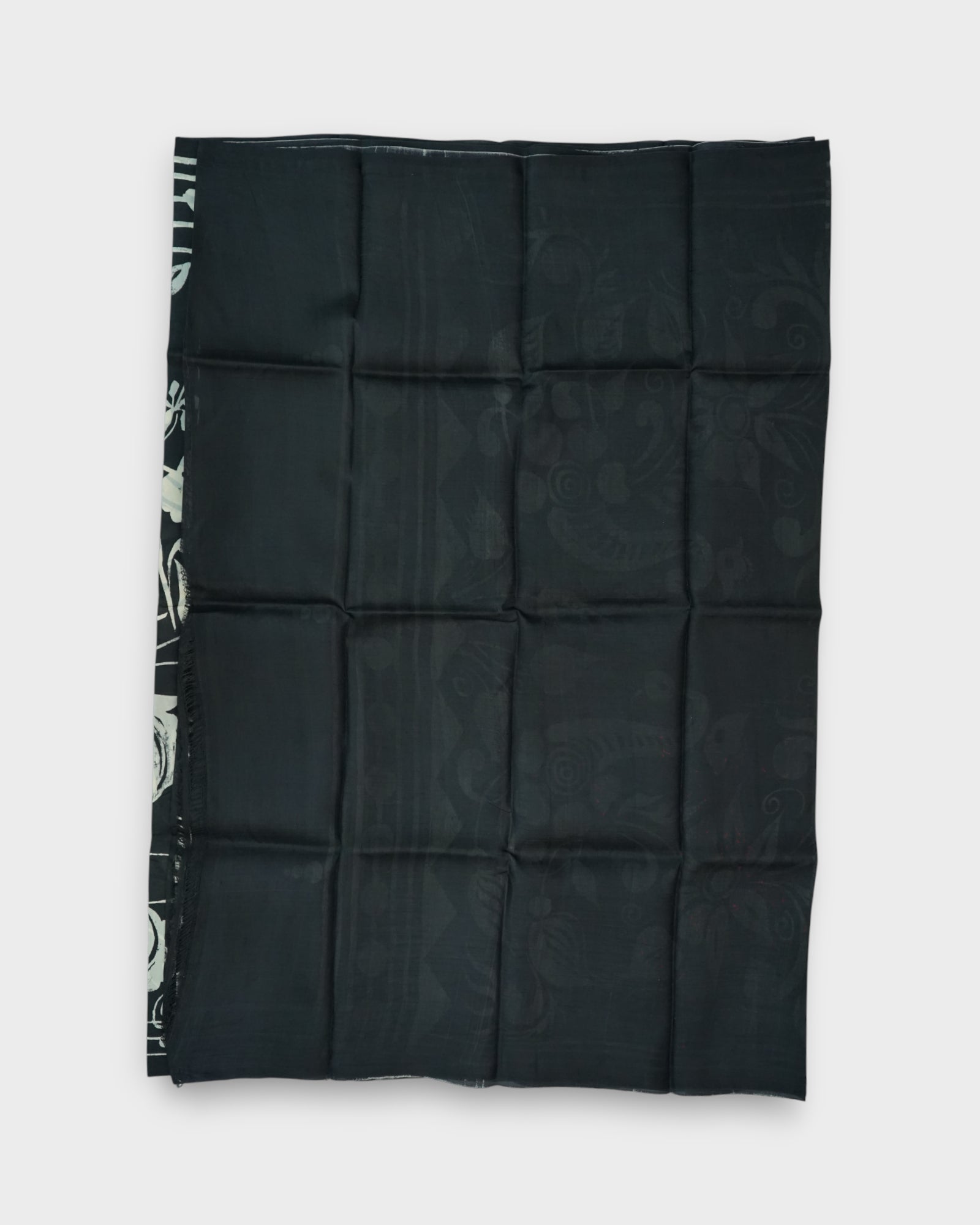 Black Tussar Silk Mangalgiri Floral Saree