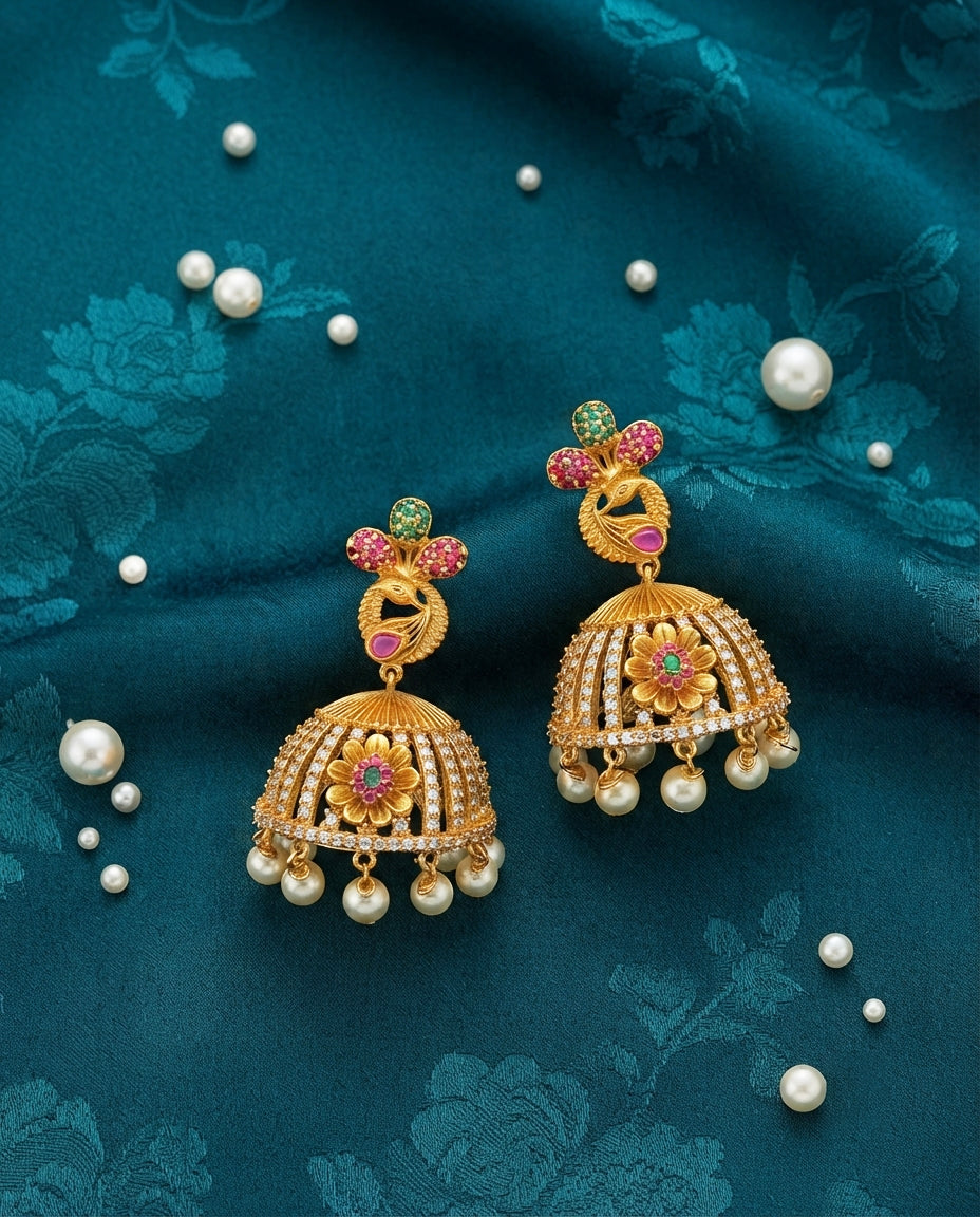 Peacock Petal Jhumkas