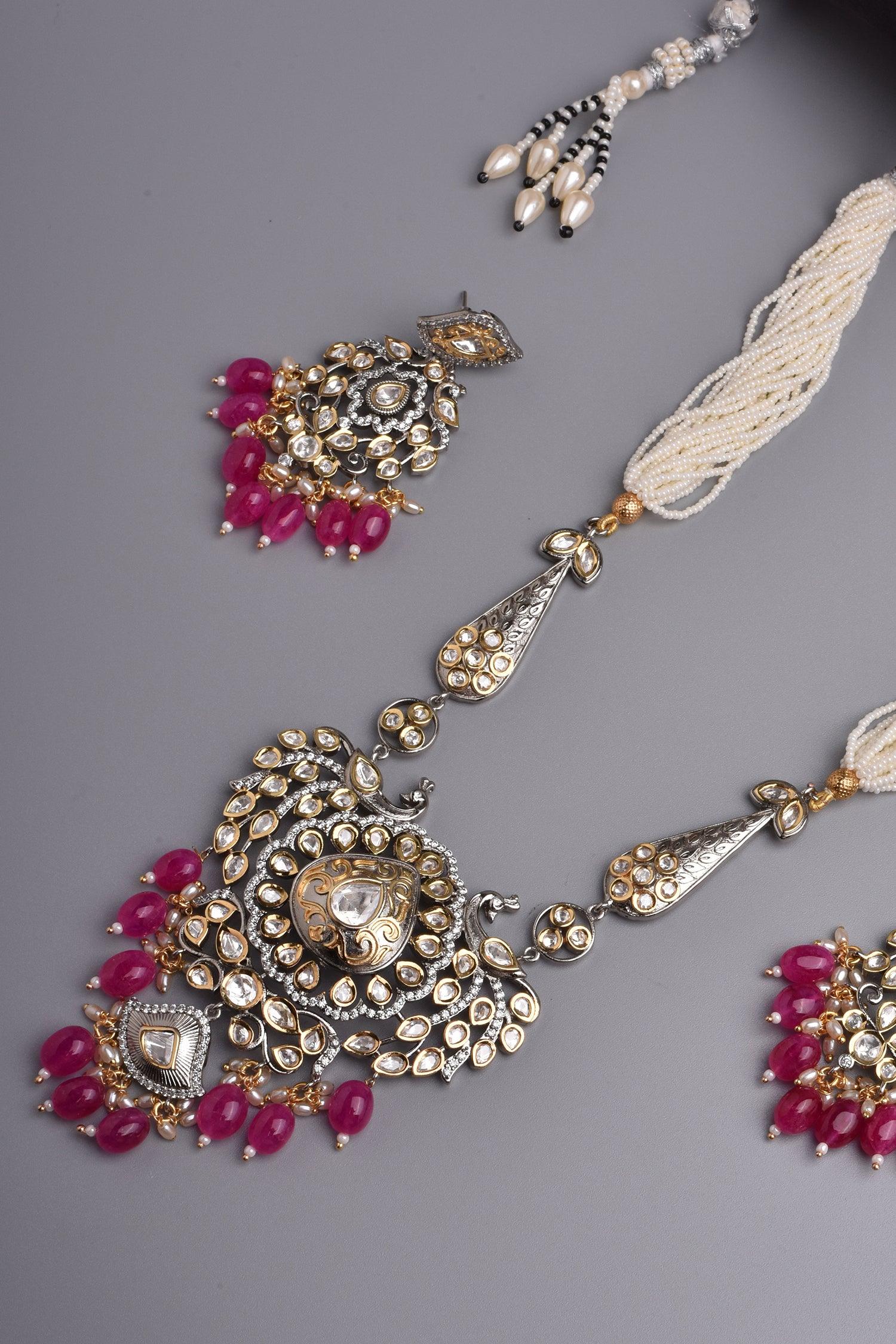 Classic Grace Polki & Pearl Necklace Set - Dyulokha