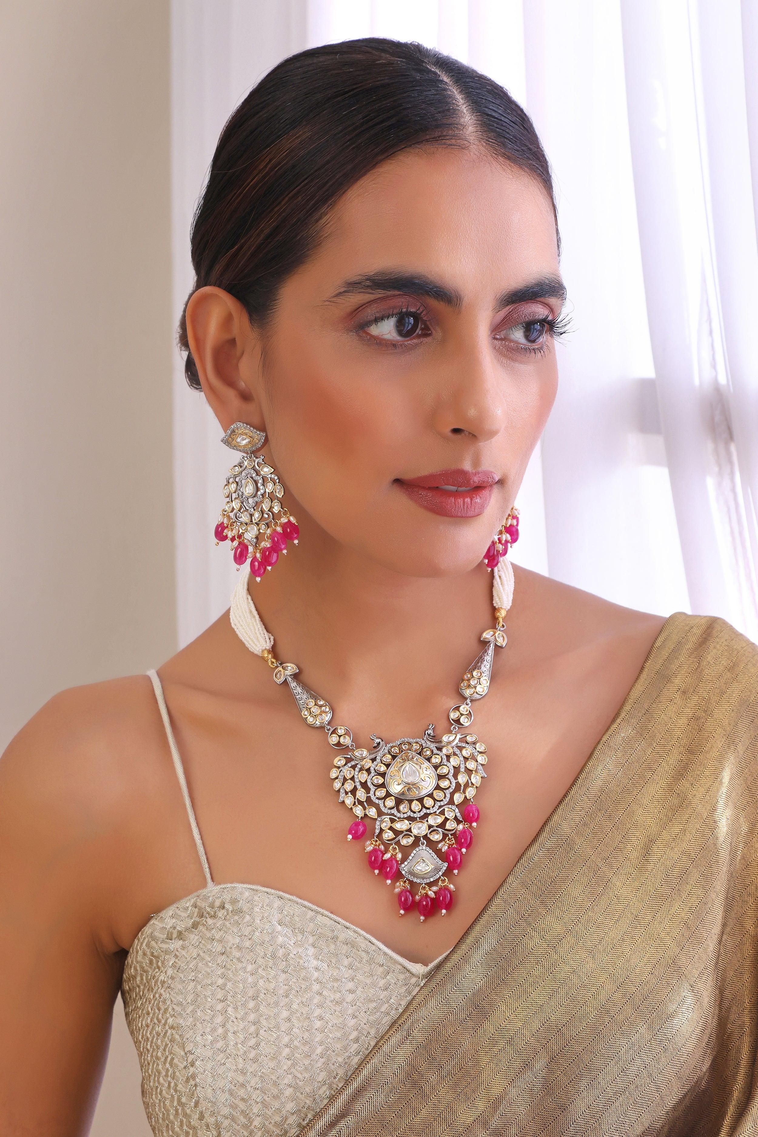 Classic Grace Polki & Pearl Necklace Set - Dyulokha