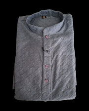 White Cotton Thread Embroidered Kurta Pajama