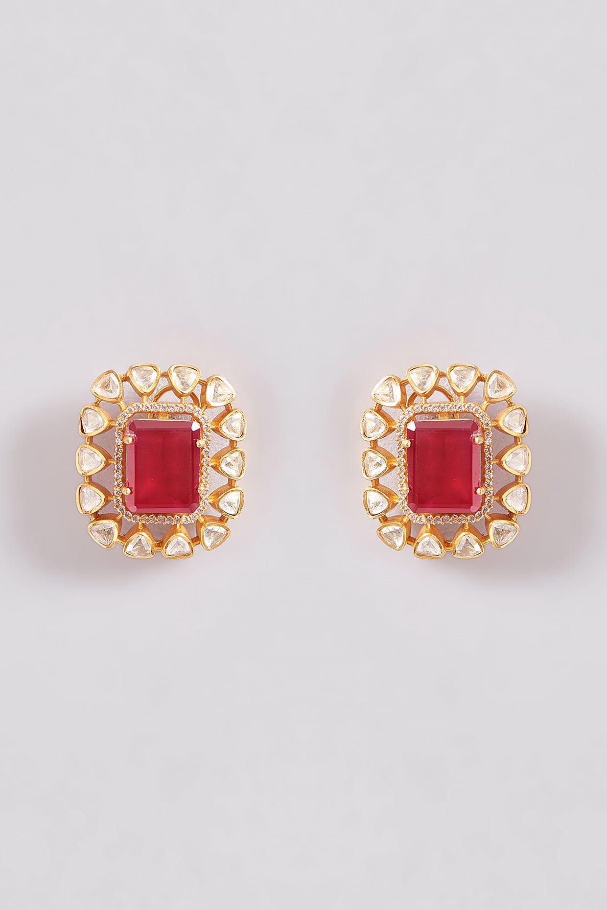 Radiant Ruby Kundan Necklace Set - Dyulokha