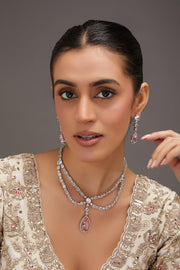 Rose Quartz Radiance Diamond Necklace Set - Dyulokha