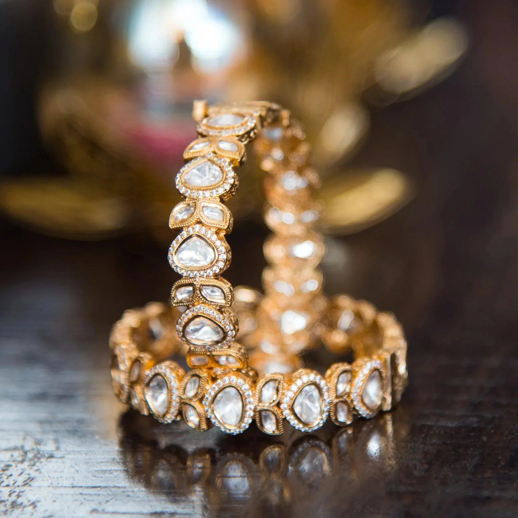 Regal Radiance Polki Kundan Bangles - Dyulokha