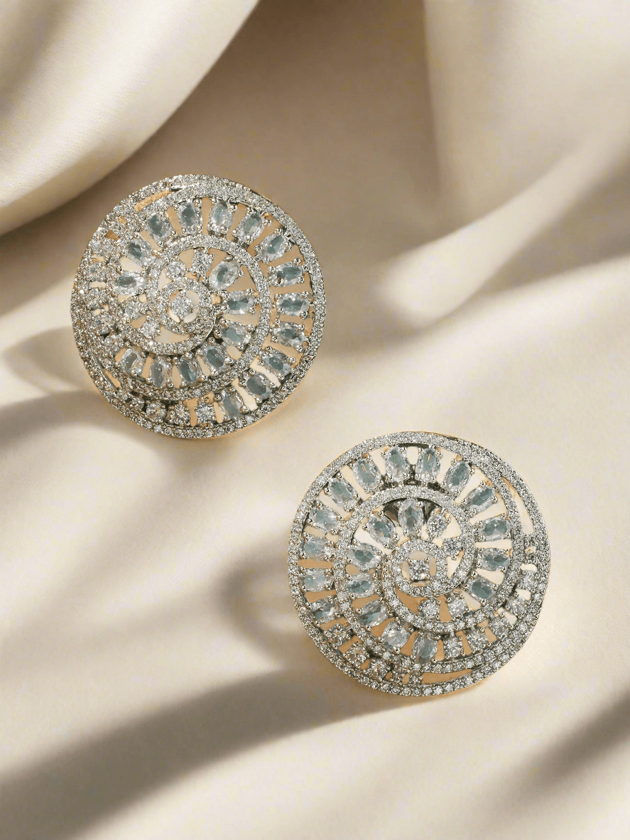 Pure Twirl White CZ Swirly Studs - Dyulokha