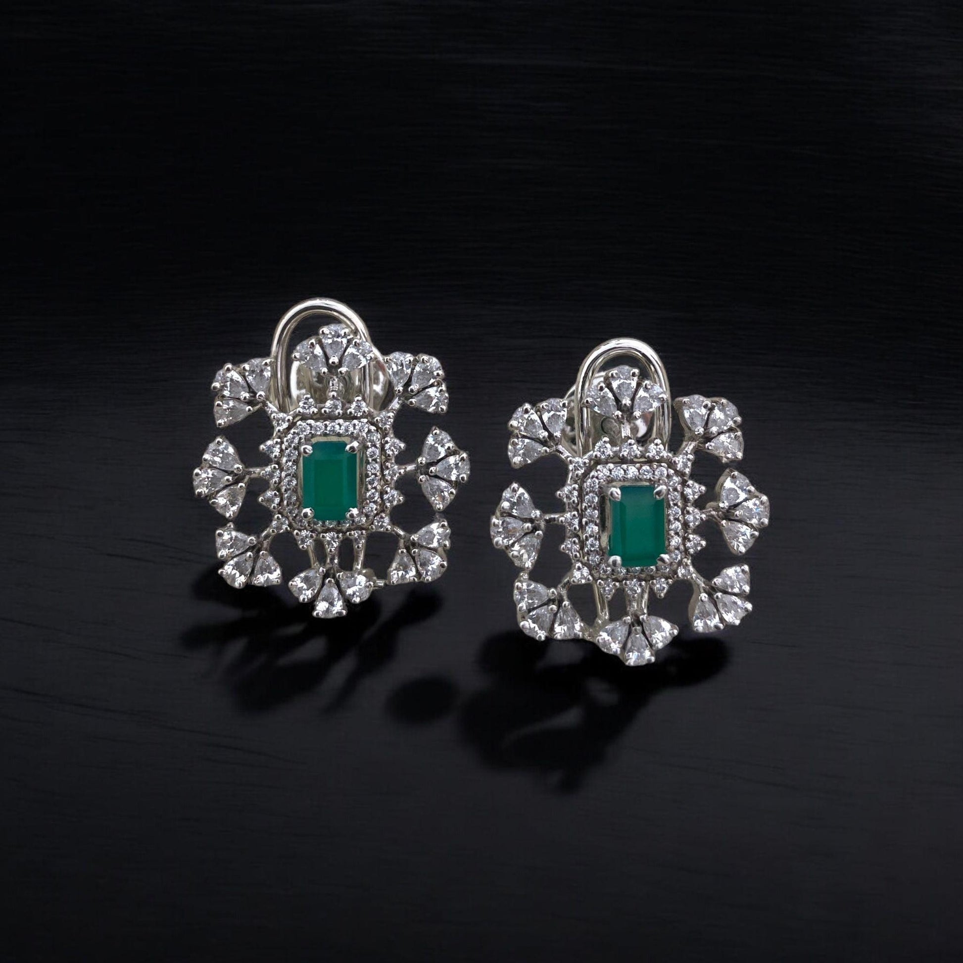 Emerald Sparkle CZ Earrings - Dyulokha