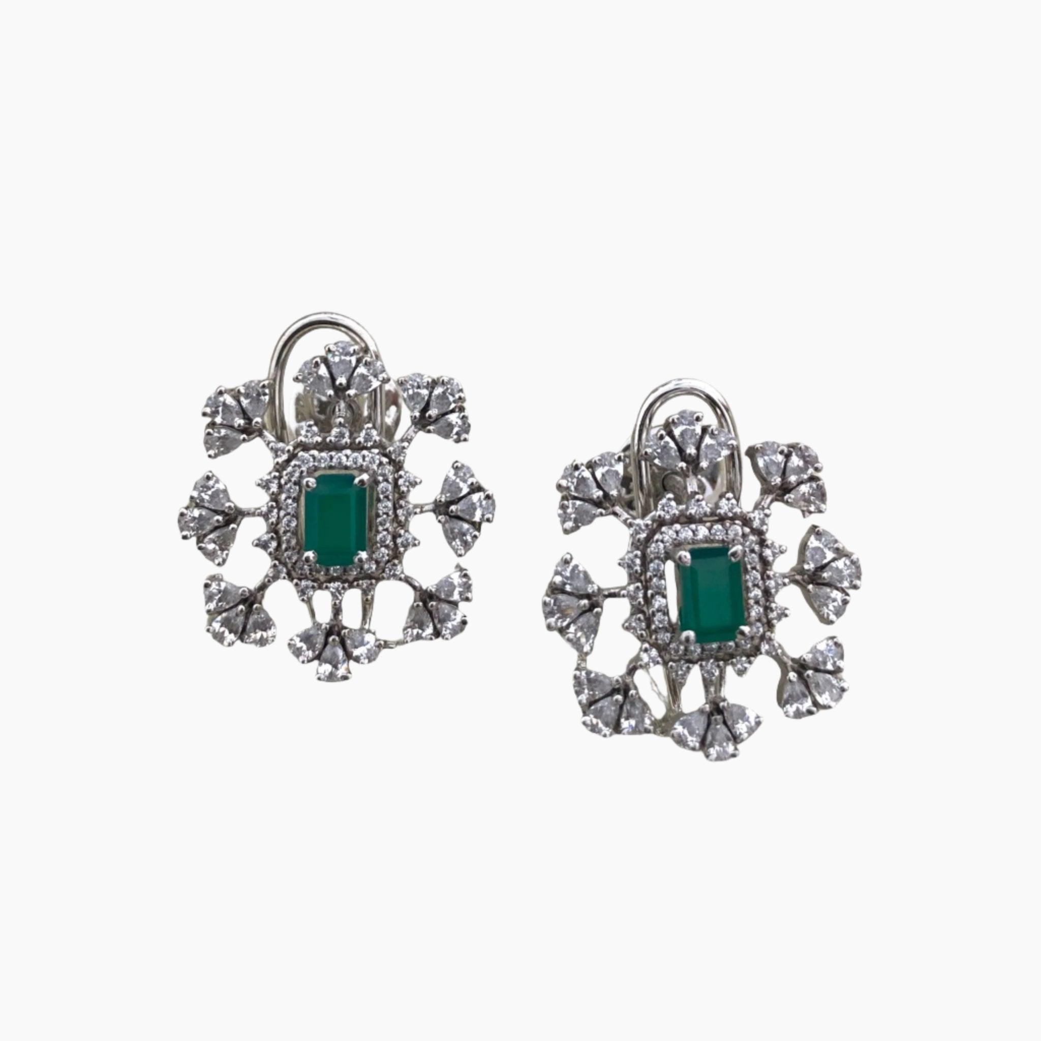 Emerald Sparkle CZ Earrings - Dyulokha