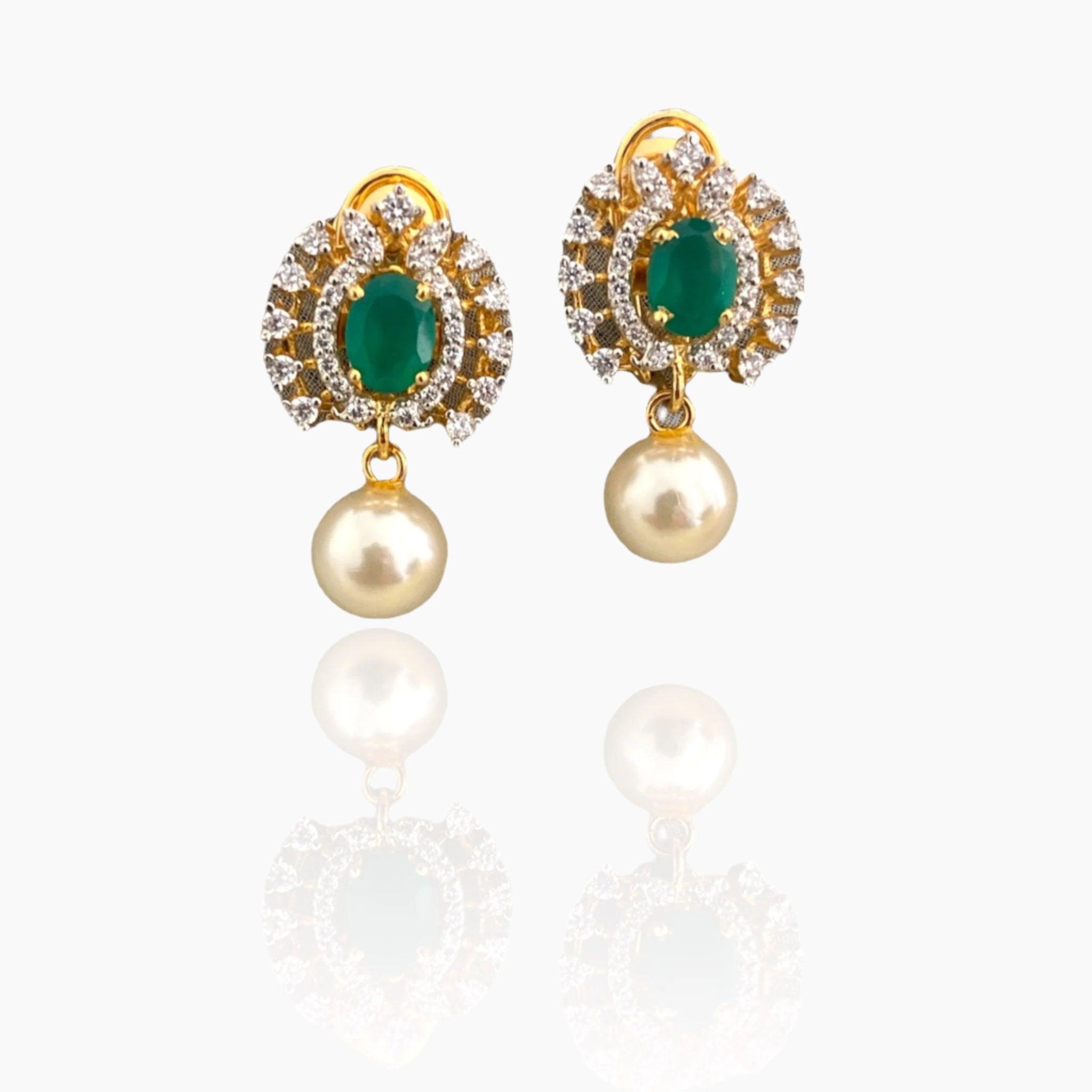 Crimson Onyx & Pearl Drop Earrings - Dyulokha