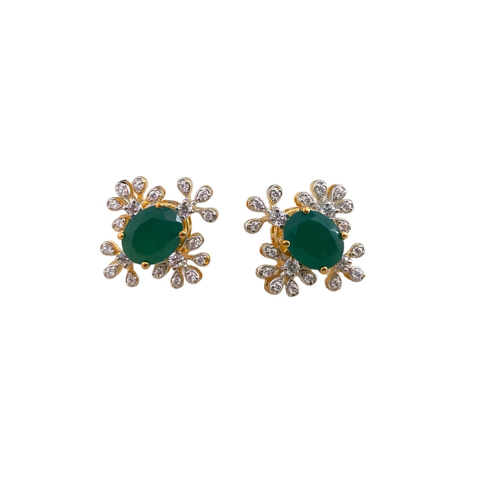 Emerald Glow CZ Earrings - Dyulokha